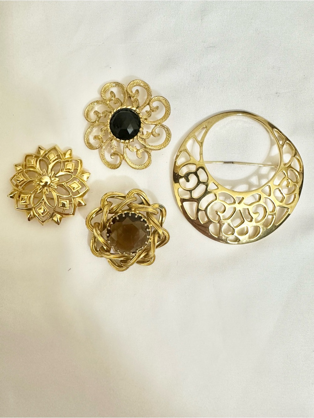 Vintage Gold Floral Brooch Lot